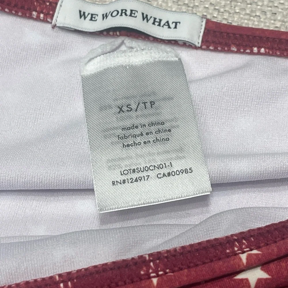 NEW WeWoreWhat Swim Emily Bottom XS Dark Red Vintage Stars High-Waist High-Leg - Picture 5 of 7